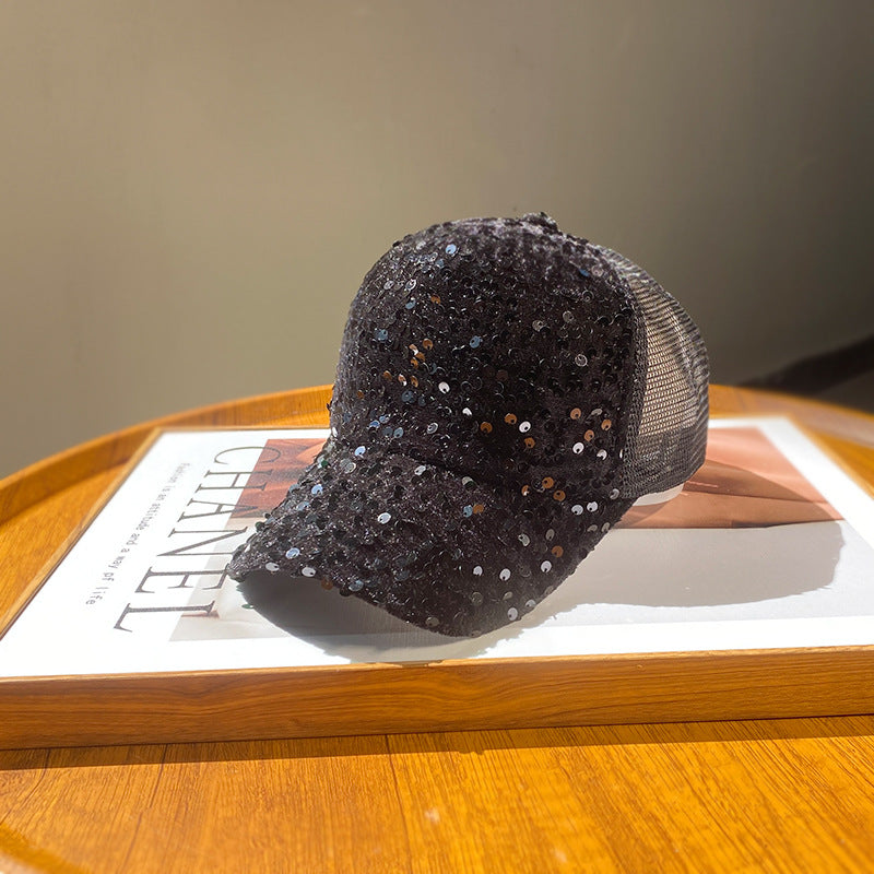 Wholesale Summer mesh sequin hat women's breathable sun hat travel fashion all-match baseball cap